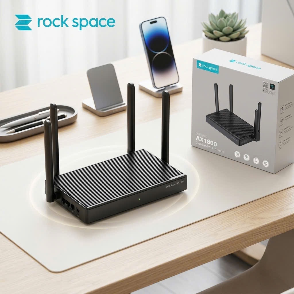 Modem / Router WiFi 6 Rock Space AX1800 Chính Hãng, 4 ăng ten, chuẩn WIFI6 tốc độ cao, phủ sóng rộng 2 Modem / Router WiFi 6 Rock Space AX1800 Chính Hãng, 4 ăng ten, chuẩn WIFI6 tốc độ cao, phủ sóng rộng