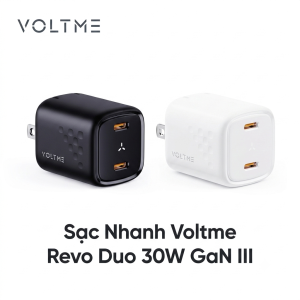 Củ Sạc Nhanh Voltme Revo Duo 30W GaN III | 2 Cổng Type-C Sạc Cùng Lúc