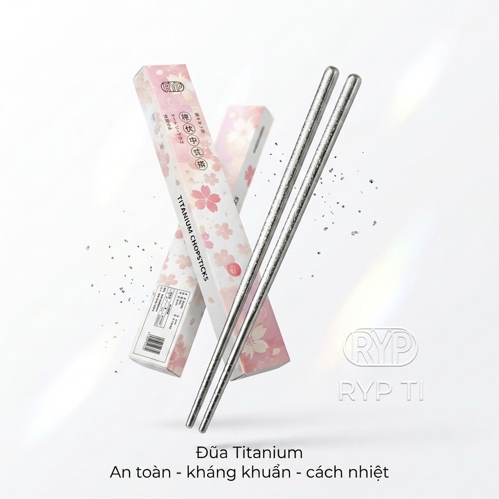 Đôi đũa Titanium thương hiệu RYP, Kháng khuẩn, siêu nhẹ, chống trơn, titan siêu bền 1 Đôi đũa Titanium thương hiệu RYP, Kháng khuẩn, siêu nhẹ, chống trơn, titan siêu bền