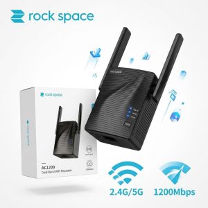 Bộ kích sóng Wifi Rock Space AC1200 , 2 ăng ten, băng tần kép 5G & 2.4G - có cổng LAN