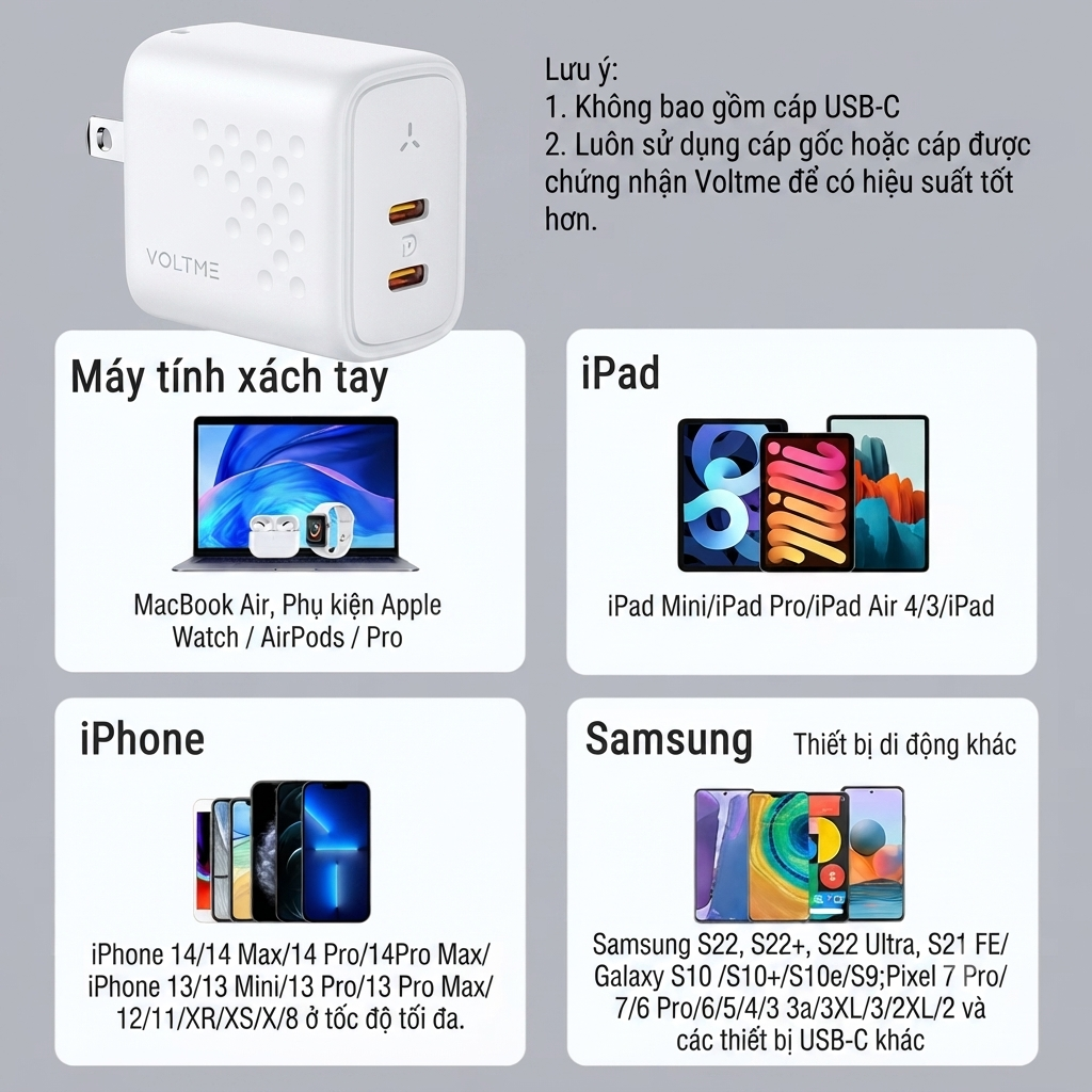 Củ sạc nhanh 35W VOLTME Revo 35 Duo (C+C) GaN – 2 Cổng USB-C | Sạc Nhanh PD 3.0 3 Củ sạc nhanh 35W VOLTME Revo 35 Duo (C+C) GaN – 2 Cổng USB-C | Sạc Nhanh PD 3.0