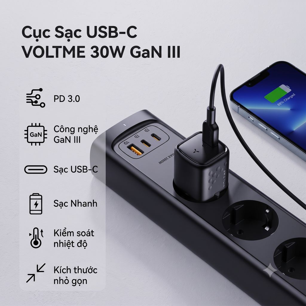 Combo 2 củ sạc nhanh 30W (chân tròn) VOLTME REVO 30 GAN CHARGER (30W) - V1186 7 Combo 2 củ sạc nhanh 30W (chân tròn) VOLTME REVO 30 GAN CHARGER (30W) - V1186