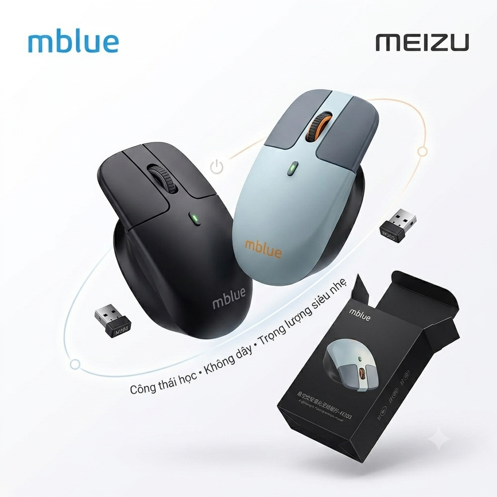 Chuột không dây công thái học MEIZU mblue M203, sạc Type-C, thiết kế dạng treo 1 Chuột không dây công thái học MEIZU mblue M203, sạc Type-C, thiết kế dạng treo
