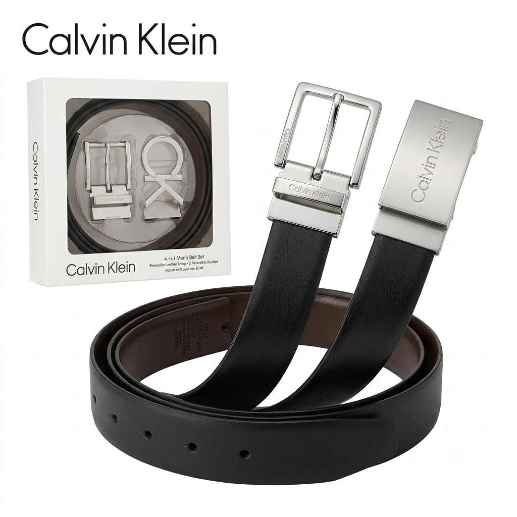 Bộ thắt lưng nam Calvin Klein (2 mặt + 1 dây da) CK 2 Bộ thắt lưng nam Calvin Klein (2 mặt + 1 dây da) CK