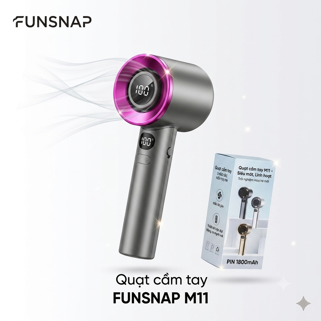 Quạt cầm tay mini FUNSNAP M11 , pin 1800mAh 1 Quạt cầm tay mini FUNSNAP M11 , pin 1800mAh
