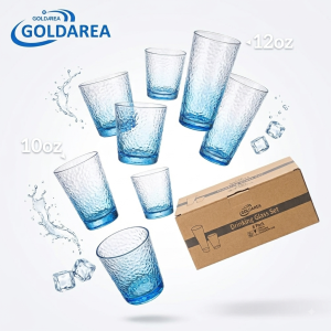 Bộ 8 cốc thuỷ tinh pha lê sắc xanh GOLDAREA ( hàng Amazon )