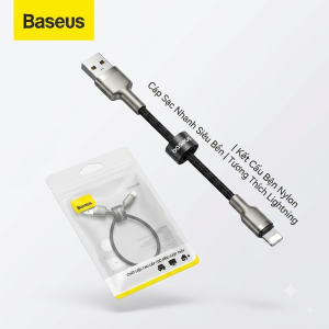 Cáp sạc iPhone Baseus Cafule Metal – USB-A to Lightning 2.4A - dài 25cm