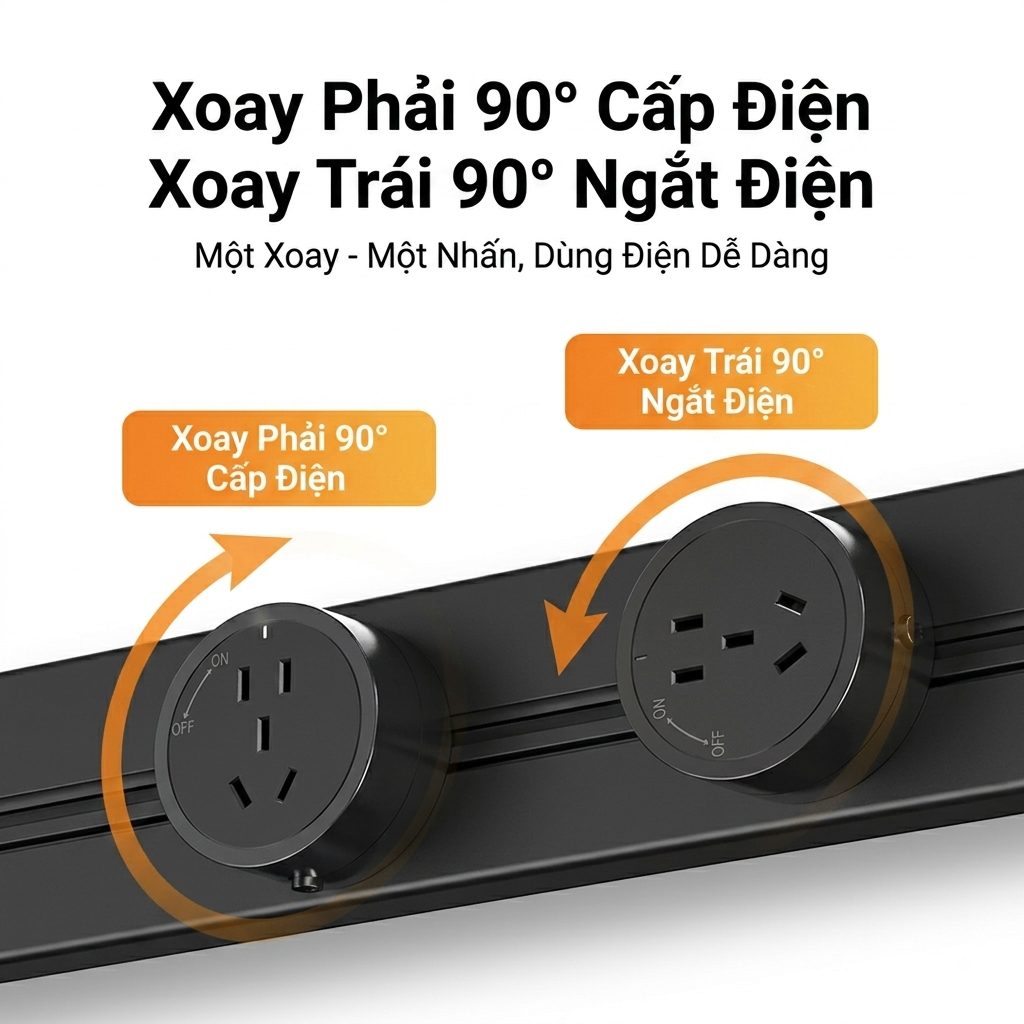 Ổ điện ray gắn tường công suất cao 8000W hãng TESSAN , dài 60cm, với 3 ổ cắm di chuyển được 2 Ổ điện ray gắn tường công suất cao 8000W hãng TESSAN , dài 60cm, với 3 ổ cắm di chuyển được
