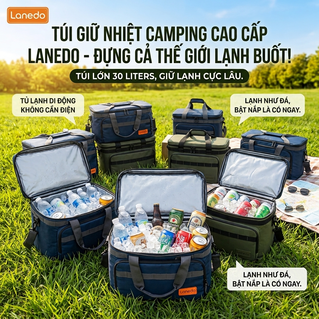 Túi đựng đồ hãng LANEDO, giữ nhiệt đi camping , bảo quản lạnh đồ uống LISA-1 bản nâng cấp Premium 1 Túi đựng đồ hãng LANEDO, giữ nhiệt đi camping , bảo quản lạnh đồ uống LISA-1 bản nâng cấp Premium