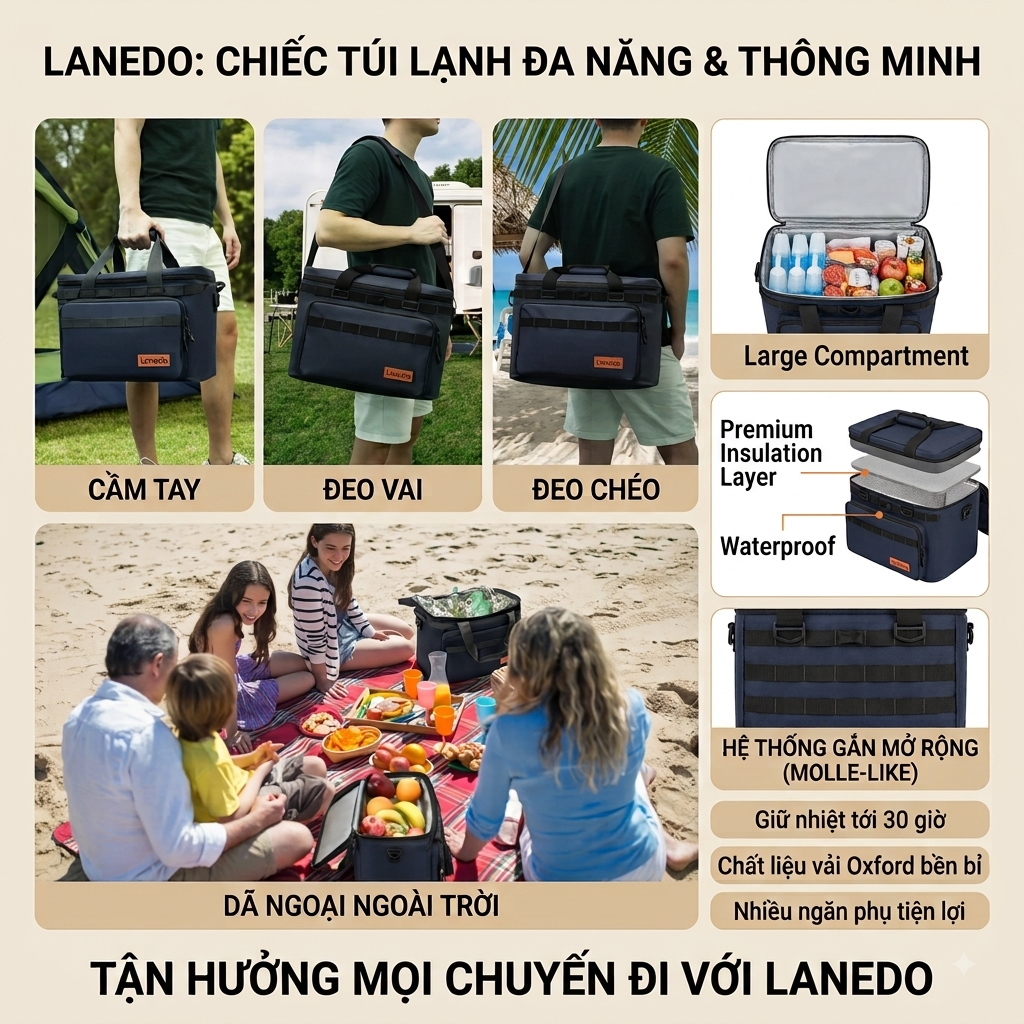 Túi đựng đồ hãng LANEDO, giữ nhiệt đi camping , bảo quản lạnh đồ uống LISA-1 bản nâng cấp Premium 4 Túi đựng đồ hãng LANEDO, giữ nhiệt đi camping , bảo quản lạnh đồ uống LISA-1 bản nâng cấp Premium