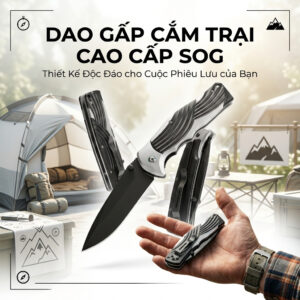 Dao gấp sinh tồn, cắm trại đa năng SOG, phụ kiện camping (không hộp)