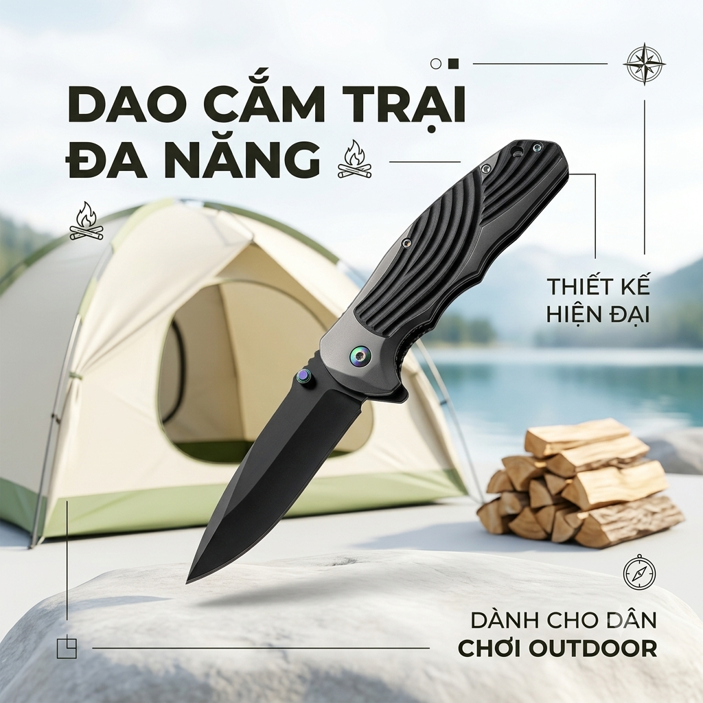 Dao gấp sinh tồn, cắm trại đa năng SOG, phụ kiện camping (không hộp) 5 Dao gấp sinh tồn, cắm trại đa năng SOG, phụ kiện camping (không hộp)