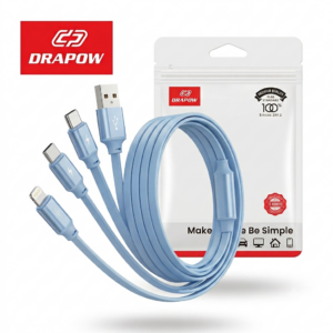 Dây cáp sạc 3 đầu DRAPOW CZ33 (L + C + M), sạc được iPhone 17