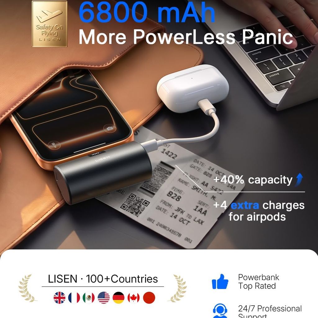 Pin dự phòng LISEN 6800mAh siêu nhỏ gọn, sạc nhanh 22.5W, LISEN - 2E450 / P106 12 Pin dự phòng LISEN 6800mAh siêu nhỏ gọn, sạc nhanh 22.5W, LISEN - 2E450 / P106