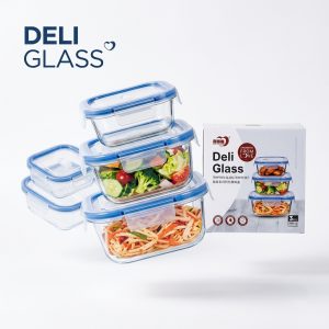 Bộ 3 Hộp Thủy Tinh Cường Lực Đựng Thực Phẩm DELI GLASS (360ml - 630ml - 1030ml)