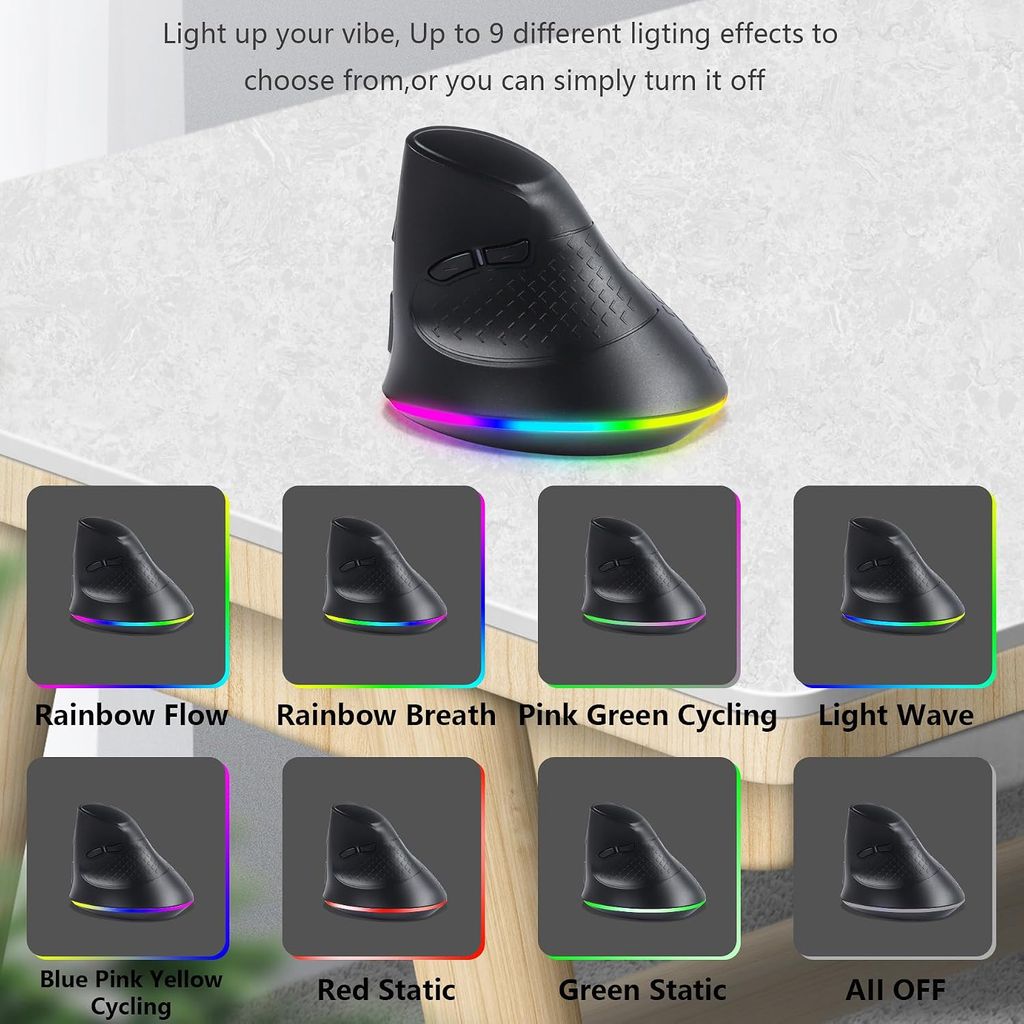 Chuột Bluetooth công thái học RICHTECH - MX101 , chuột yên lặng, 3200 DPI, led RGD 9 Chuột Bluetooth công thái học RICHTECH - MX101 , chuột yên lặng, 3200 DPI, led RGD
