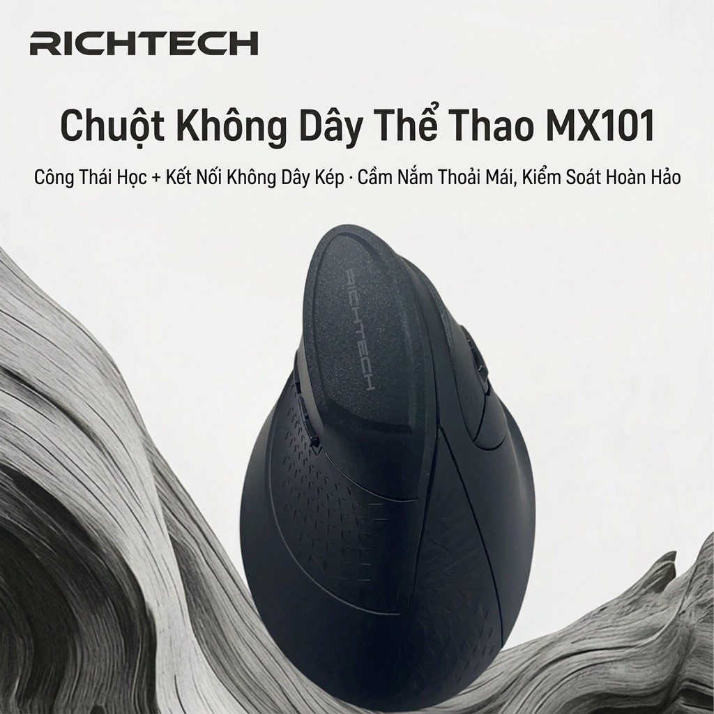 Chuột Bluetooth công thái học RICHTECH - MX101 , chuột yên lặng, 3200 DPI, led RGD 13 Chuột Bluetooth công thái học RICHTECH - MX101 , chuột yên lặng, 3200 DPI, led RGD