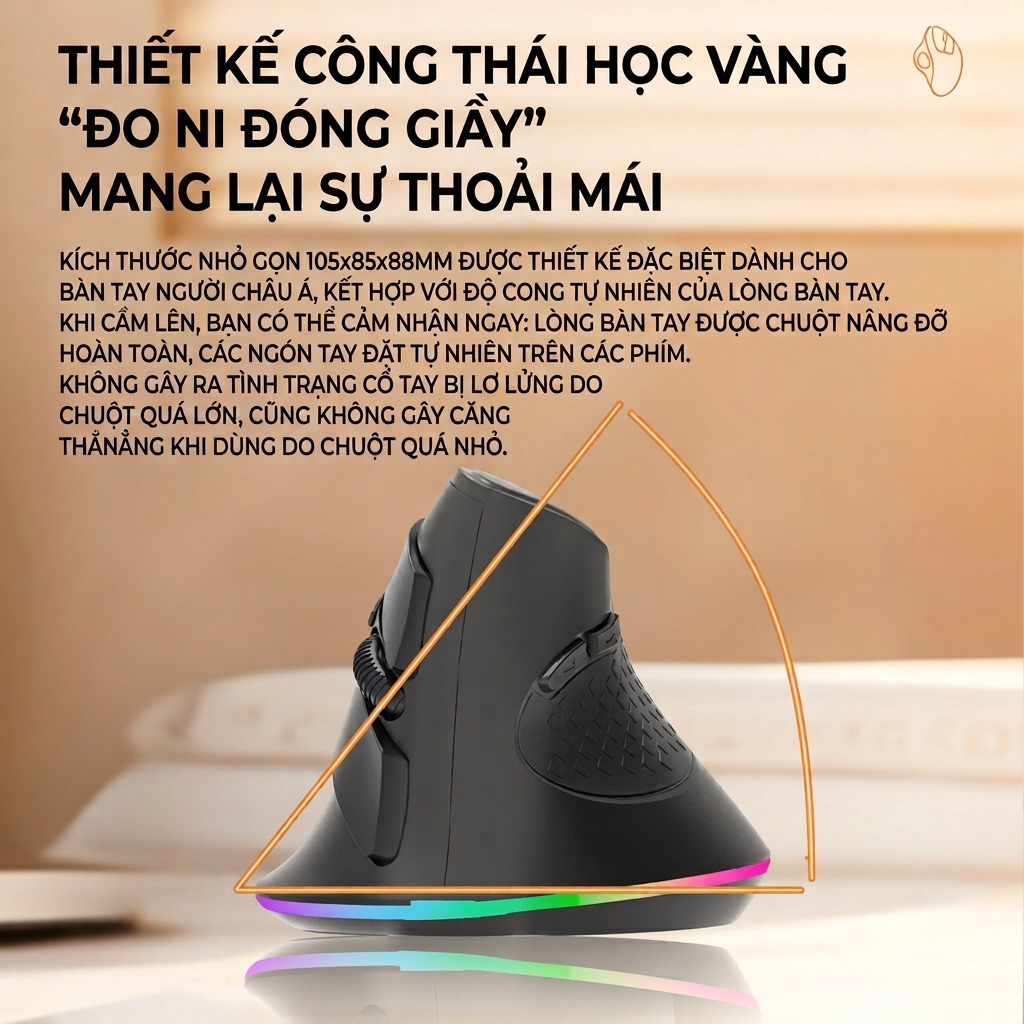 Chuột Bluetooth công thái học RICHTECH - MX101 , chuột yên lặng, 3200 DPI, led RGD 14 Chuột Bluetooth công thái học RICHTECH - MX101 , chuột yên lặng, 3200 DPI, led RGD