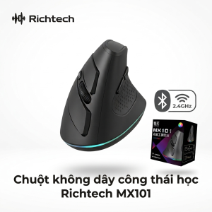 Chuột Bluetooth công thái học RICHTECH - MX101 , chuột yên lặng, 3200 DPI, led RGD