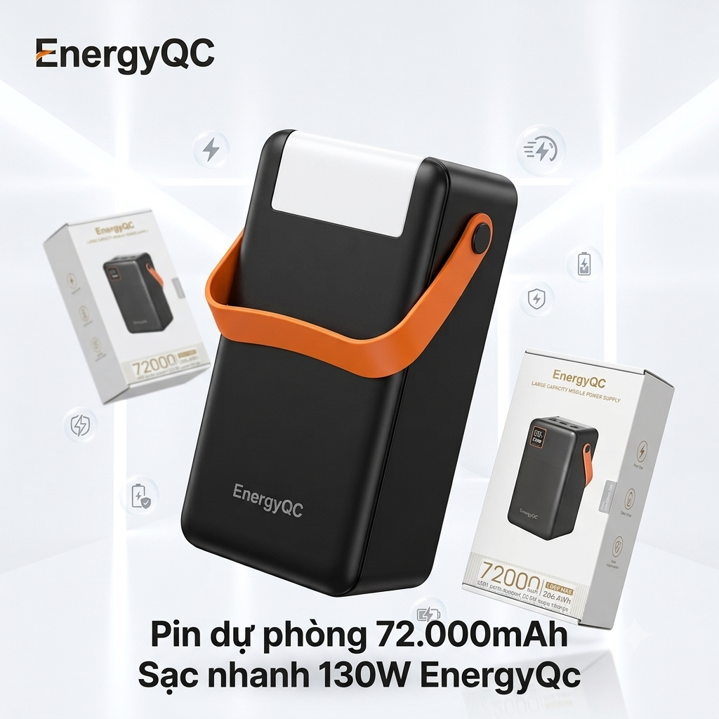 Pin dự phòng khủng long 72.000mAh hãng EnergyQC sạc nhanh 130W 3 Pin dự phòng khủng long 72.000mAh hãng EnergyQC sạc nhanh 130W