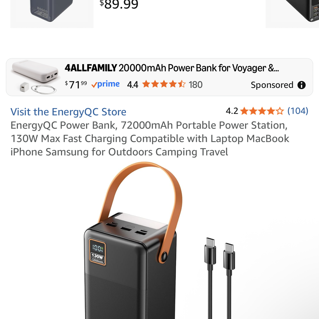 Pin dự phòng khủng long 72.000mAh hãng EnergyQC sạc nhanh 130W 2 Pin dự phòng khủng long 72.000mAh hãng EnergyQC sạc nhanh 130W