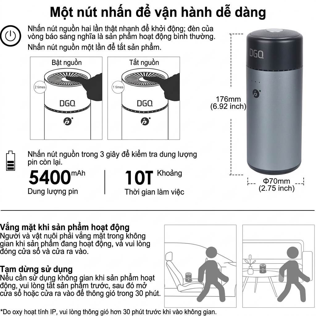 Máy lọc không khí di động cho xe hơi hãng DGQ, khử mùi ô tô ko cần lõi lọc,hàng Amazon 3 Máy lọc không khí di động cho xe hơi hãng DGQ, khử mùi ô tô ko cần lõi lọc,hàng Amazon