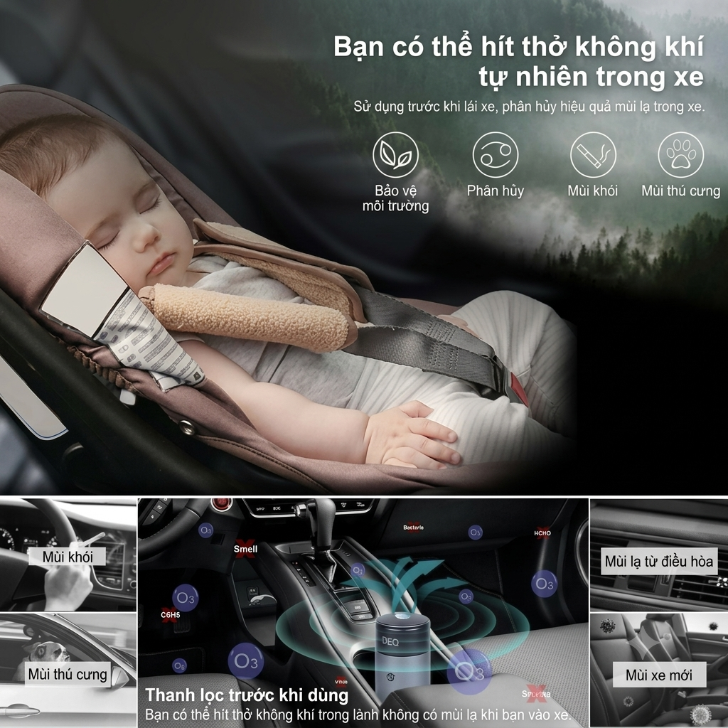 Máy lọc không khí di động cho xe hơi hãng DGQ, khử mùi ô tô ko cần lõi lọc,hàng Amazon 4 Máy lọc không khí di động cho xe hơi hãng DGQ, khử mùi ô tô ko cần lõi lọc,hàng Amazon