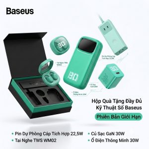Bộ quà tặng Baseus Limited Edition gồm Pin dự phòng + sạc 30W + tai nghe + ổ điện