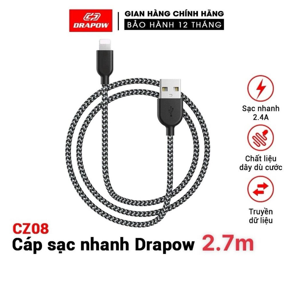 Cáp sạc dây dù iPhone - DRAPOW CZ08 siêu bền chống đứt 3 Cáp sạc dây dù iPhone - DRAPOW CZ08 siêu bền chống đứt