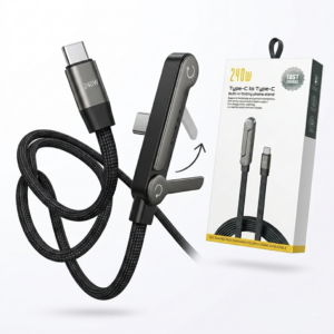Cáp Sạc Nhanh C to C 240W dây dù, Kiêm Giá Đỡ Điện Thoại Gấp Gọn, công suất 60W ( hàng Amazon )