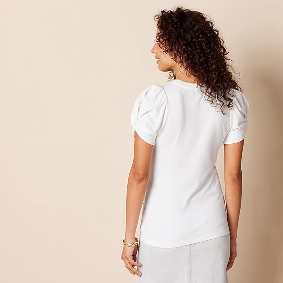 Áo thun Nữ cổ tròn tay xoắn Amazon Essentials - size M Mỹ (L Việt Nam) - Trắng B08P4TH7XQ 2 Áo thun Nữ cổ tròn tay xoắn Amazon Essentials - size M Mỹ (L Việt Nam) - Trắng B08P4TH7XQ
