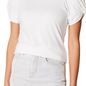 Áo thun Nữ cổ tròn tay xoắn Amazon Essentials - size M Mỹ (L Việt Nam) - Trắng B08P4TH7XQ