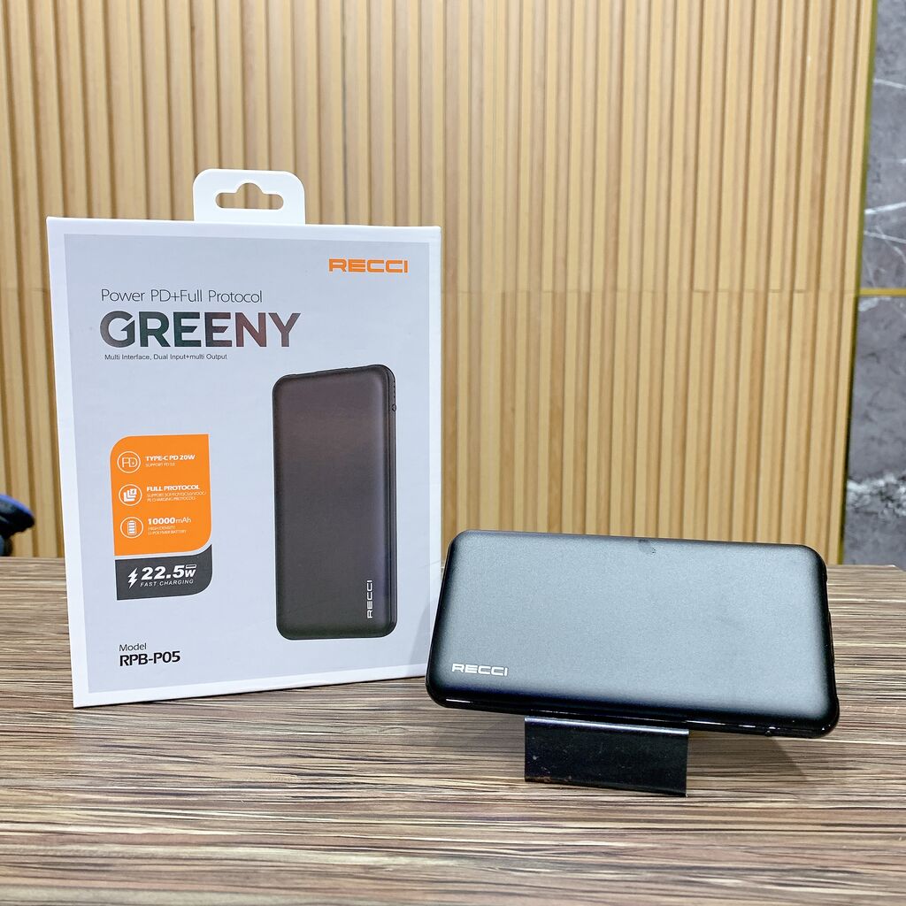 Pin dự phòng Recci Greeny RPB-P05 10.000mAh 22.5W PD20W 1 Pin dự phòng Recci Greeny RPB-P05 10.000mAh 22.5W PD20W