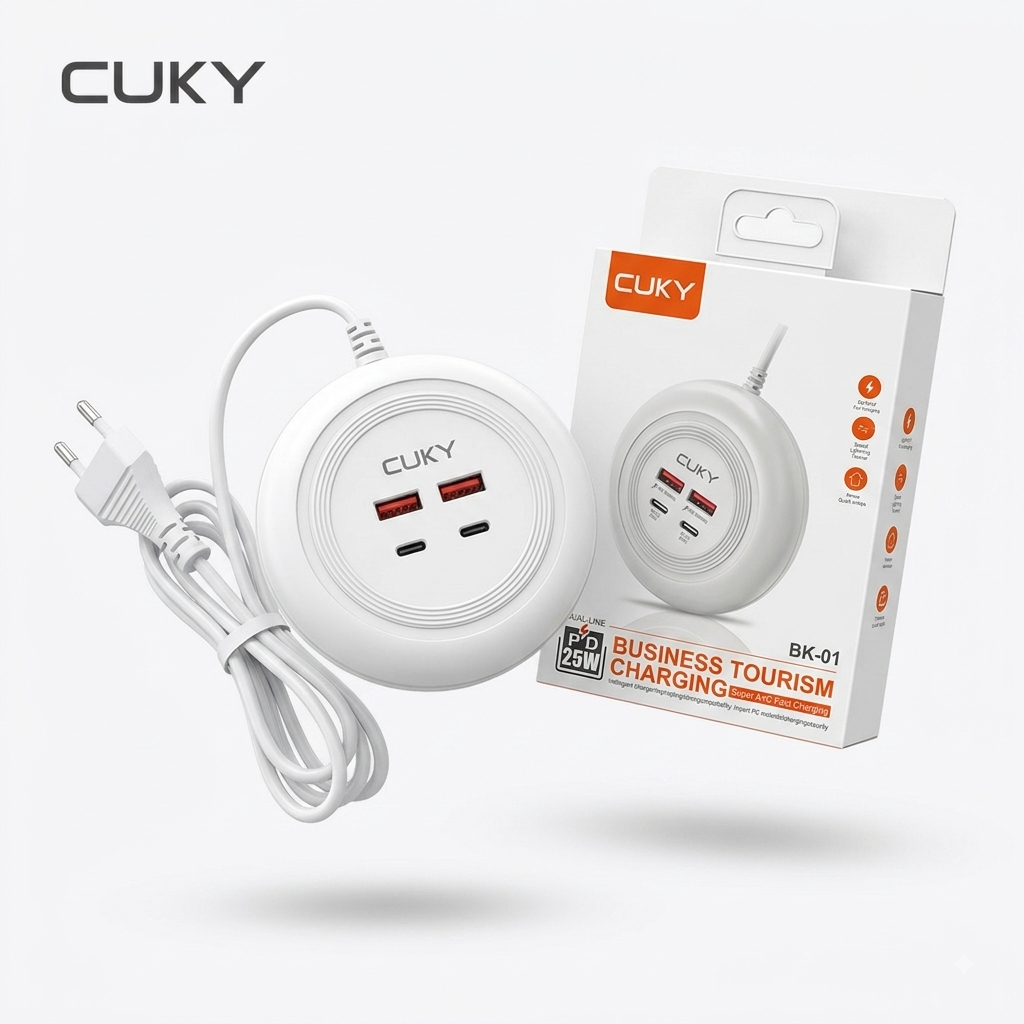 Ổ cắm sạc đa năng 4 cổng 2A + 2C CUKY / Original - giao random chân cắm, màu, logo 2 Ổ cắm sạc đa năng 4 cổng 2A + 2C CUKY / Original - giao random chân cắm, màu, logo