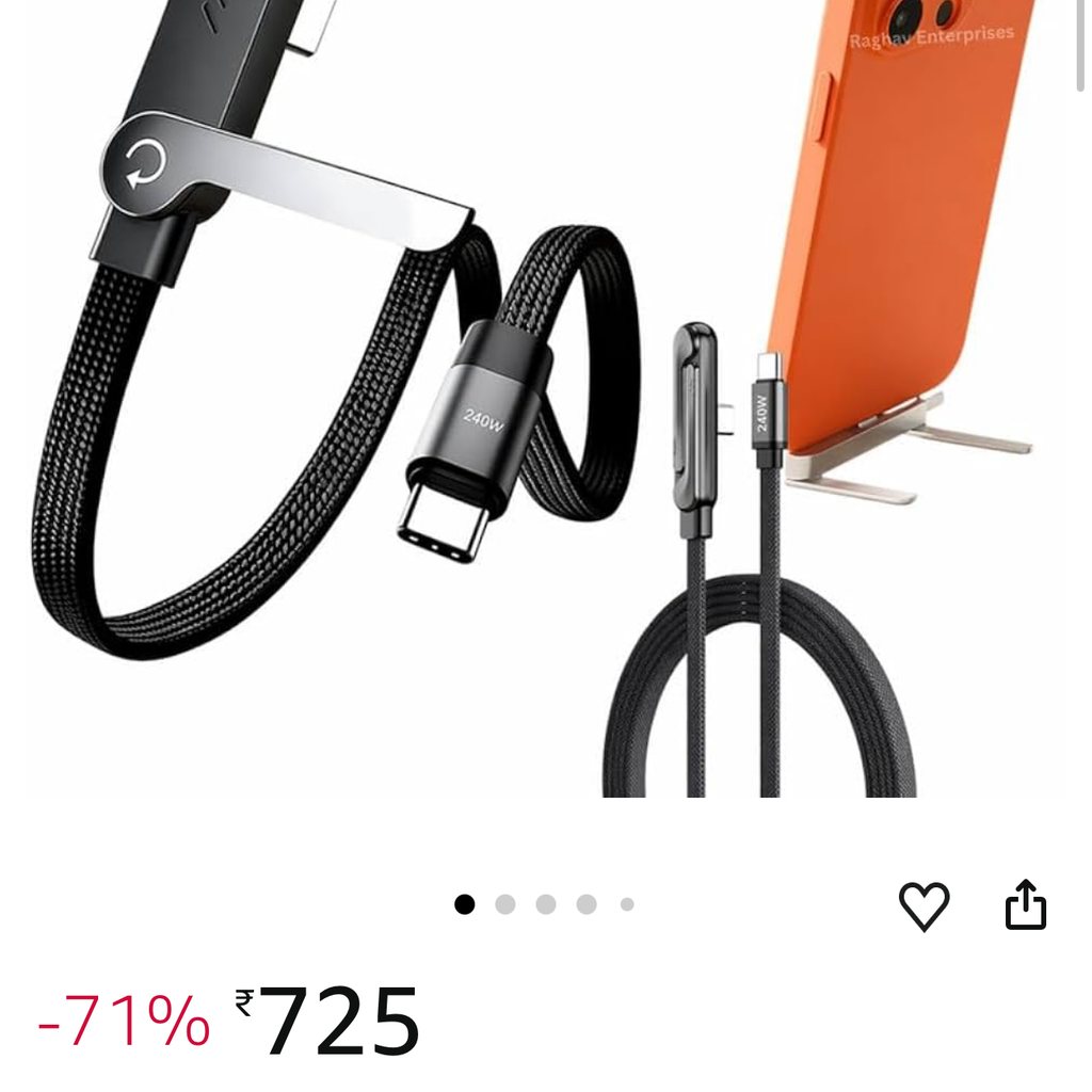 Cáp Sạc Nhanh C to C 240W dây dù, Kiêm Giá Đỡ Điện Thoại Gấp Gọn, công suất 60W ( hàng Amazon ) 3 Cáp Sạc Nhanh C to C 240W dây dù, Kiêm Giá Đỡ Điện Thoại Gấp Gọn, công suất 60W ( hàng Amazon )