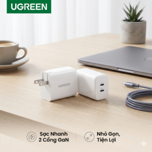 Củ sạc nhanh 45W UGREEN 2 cổng USB-C GaN / X338 (không hộp)