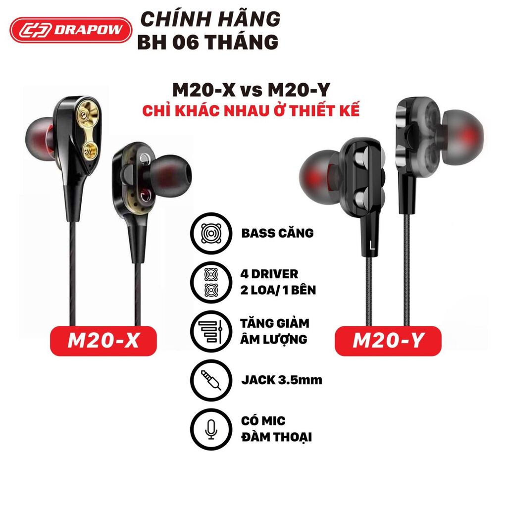 Tai nghe dây 3.5mm hãng Drapow M20 - có Mic & phím chỉnh volume 1 Tai nghe dây 3.5mm hãng Drapow M20 - có Mic & phím chỉnh volume