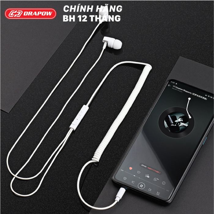 Tai nghe Drapow Twister C10 chính hãng nghe nhạc dây xoắn kéo dài , chân cắm 3.5mm 3 Tai nghe Drapow Twister C10 chính hãng nghe nhạc dây xoắn kéo dài , chân cắm 3.5mm