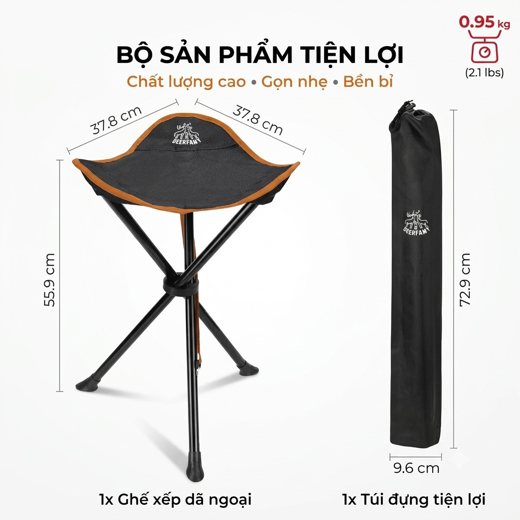 Ghế Xếp 3 Chân Dã Ngoại DEERFAMY Portable Tripod Stool (Hàng Amazon) 1 Ghế Xếp 3 Chân Dã Ngoại DEERFAMY Portable Tripod Stool (Hàng Amazon)