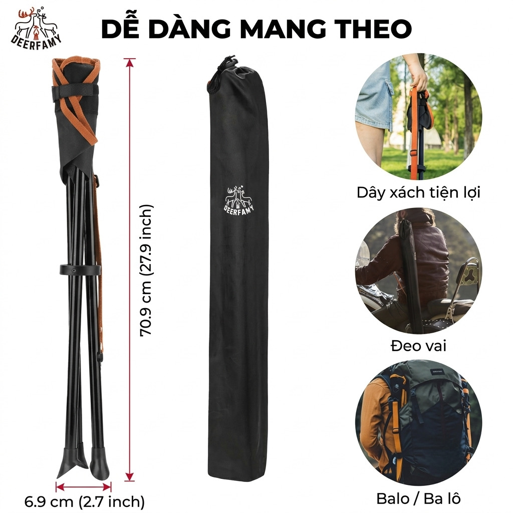 Ghế Xếp 3 Chân Dã Ngoại DEERFAMY Portable Tripod Stool (Hàng Amazon) 8 Ghế Xếp 3 Chân Dã Ngoại DEERFAMY Portable Tripod Stool (Hàng Amazon)