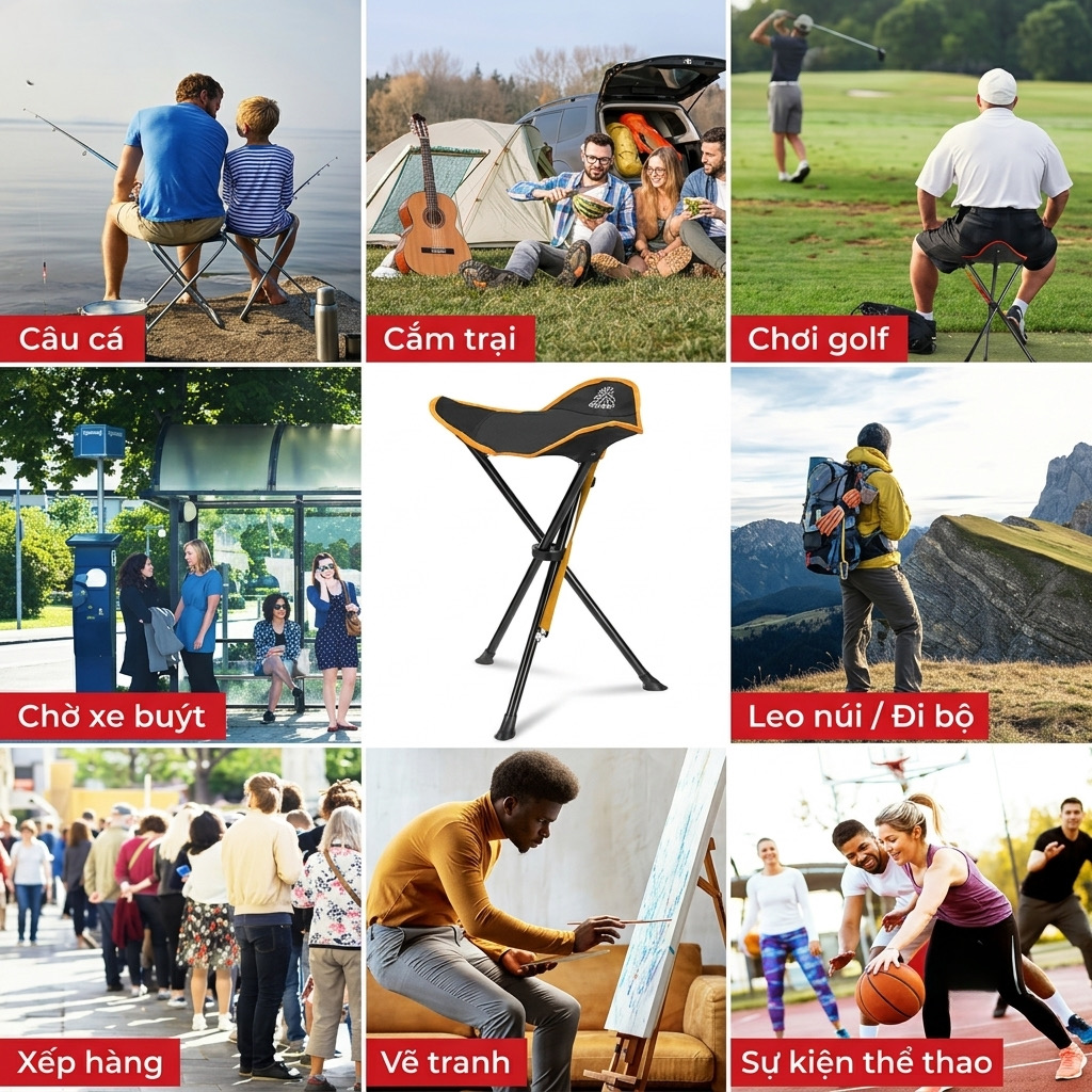 Ghế Xếp 3 Chân Dã Ngoại DEERFAMY Portable Tripod Stool (Hàng Amazon) 3 Ghế Xếp 3 Chân Dã Ngoại DEERFAMY Portable Tripod Stool (Hàng Amazon)