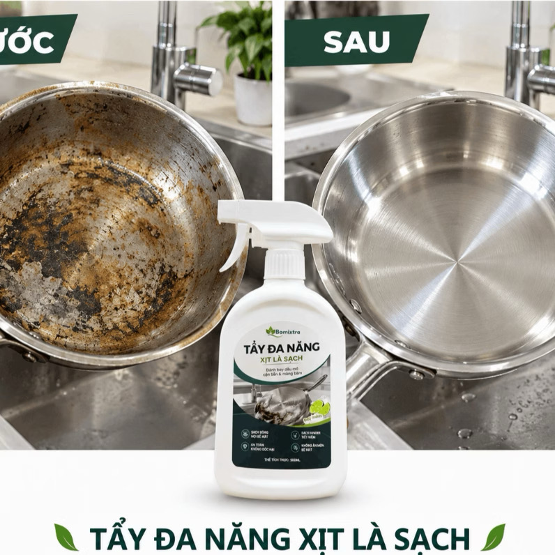 Xịt Tẩy Đa Năng Bomixtra 500ml Kèm Hộp - Tẩy Rửa Dầu Mỡ Nhà Bếp, Inox & Gạch Men 6 Xịt Tẩy Đa Năng Bomixtra 500ml Kèm Hộp - Tẩy Rửa Dầu Mỡ Nhà Bếp, Inox & Gạch Men