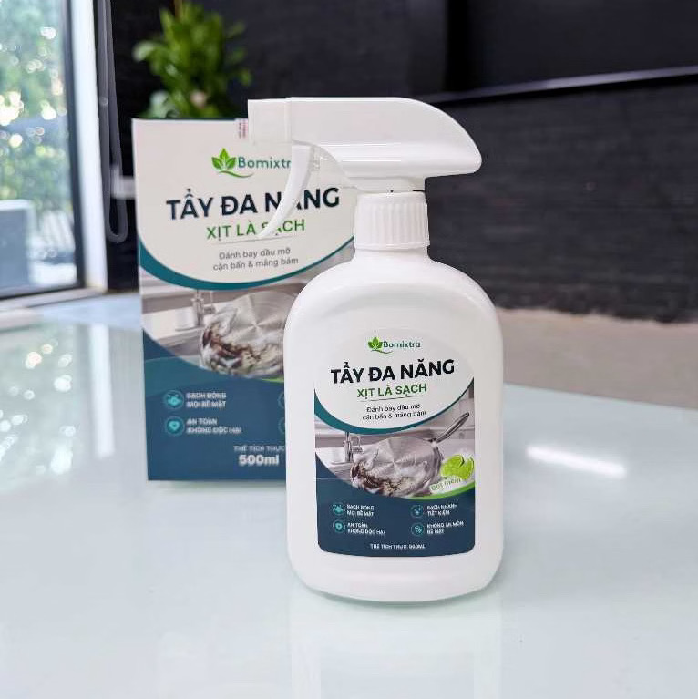 Xịt Tẩy Đa Năng Bomixtra 500ml Kèm Hộp - Tẩy Rửa Dầu Mỡ Nhà Bếp, Inox & Gạch Men 7 Xịt Tẩy Đa Năng Bomixtra 500ml Kèm Hộp - Tẩy Rửa Dầu Mỡ Nhà Bếp, Inox & Gạch Men